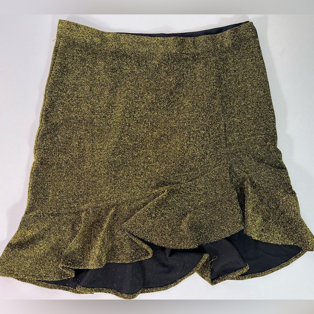 Michael Michael Kors NWT Asymmetrical Hemline Mini Skirt in Black & Gold Size:M - Picture 11 of 15